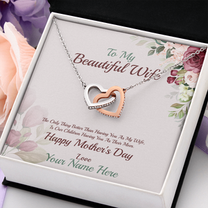 Interlocking Hearts Charm Necklace For Her On Mother's Day