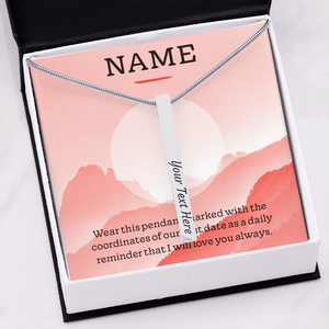 Personalized Name & Location Coordinates Bar Necklace
