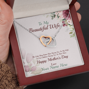 Interlocking Hearts Charm Necklace For Her On Mother's Day