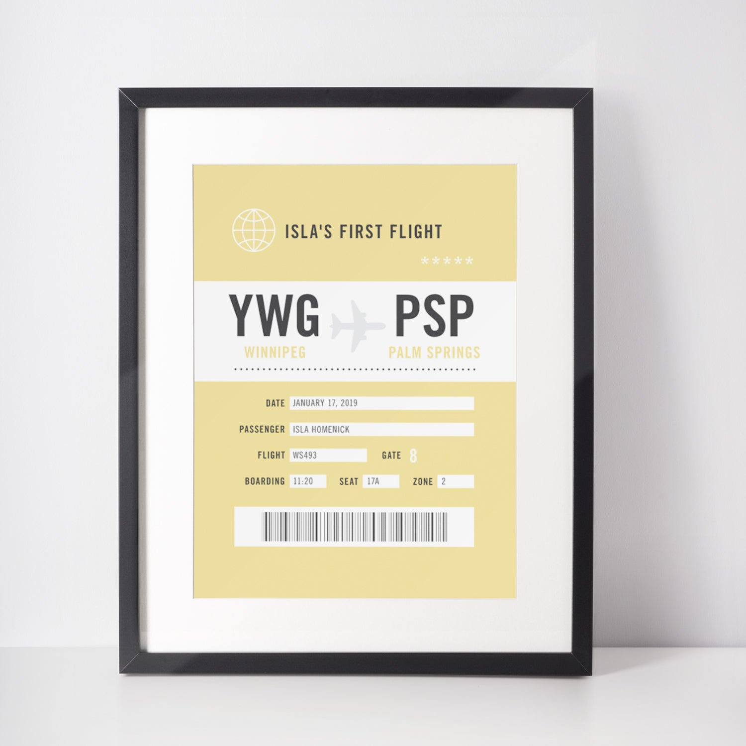 Baby’s First Flight Art Print - Cute Nursery & Kids Room Decor (Personalized!)