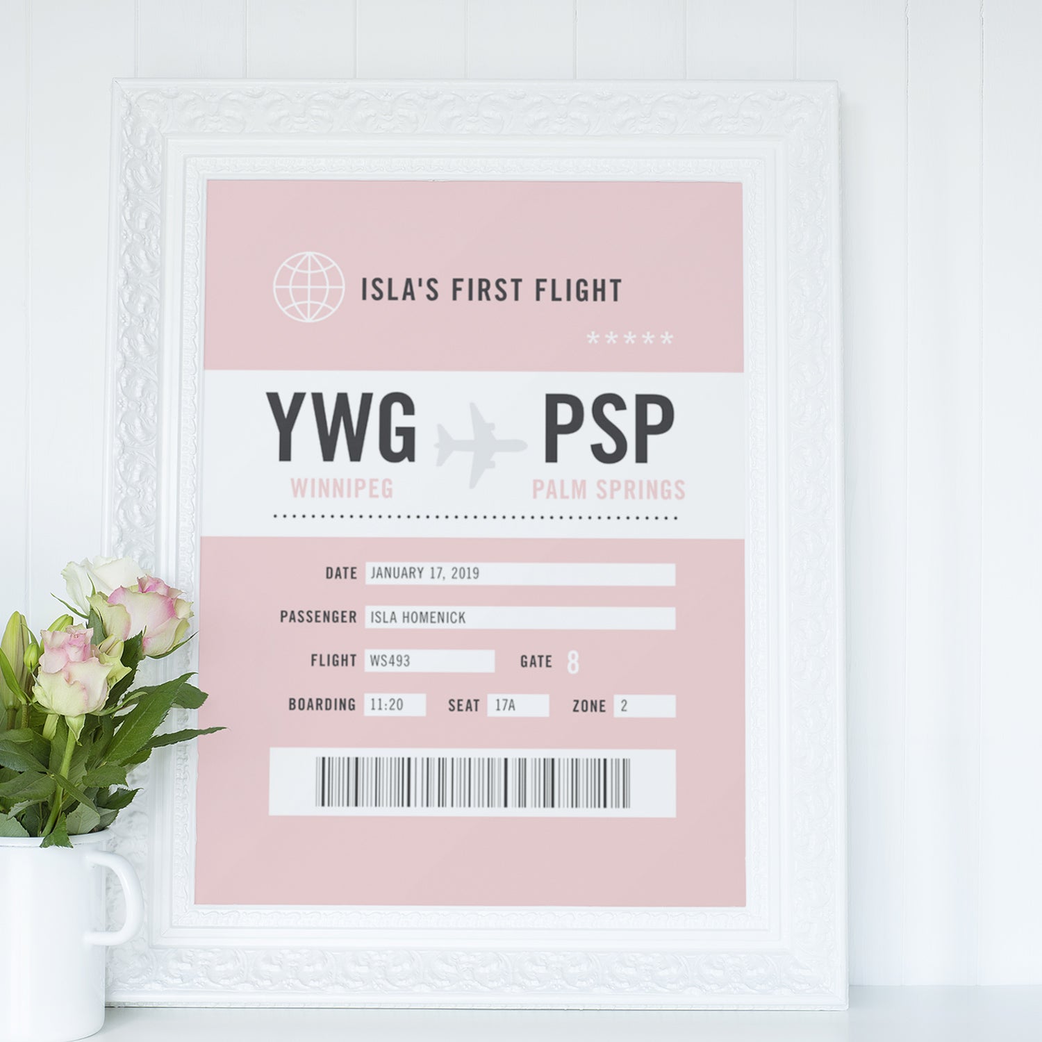 Baby’s First Flight Art Print - Cute Nursery & Kids Room Decor (Personalized!)