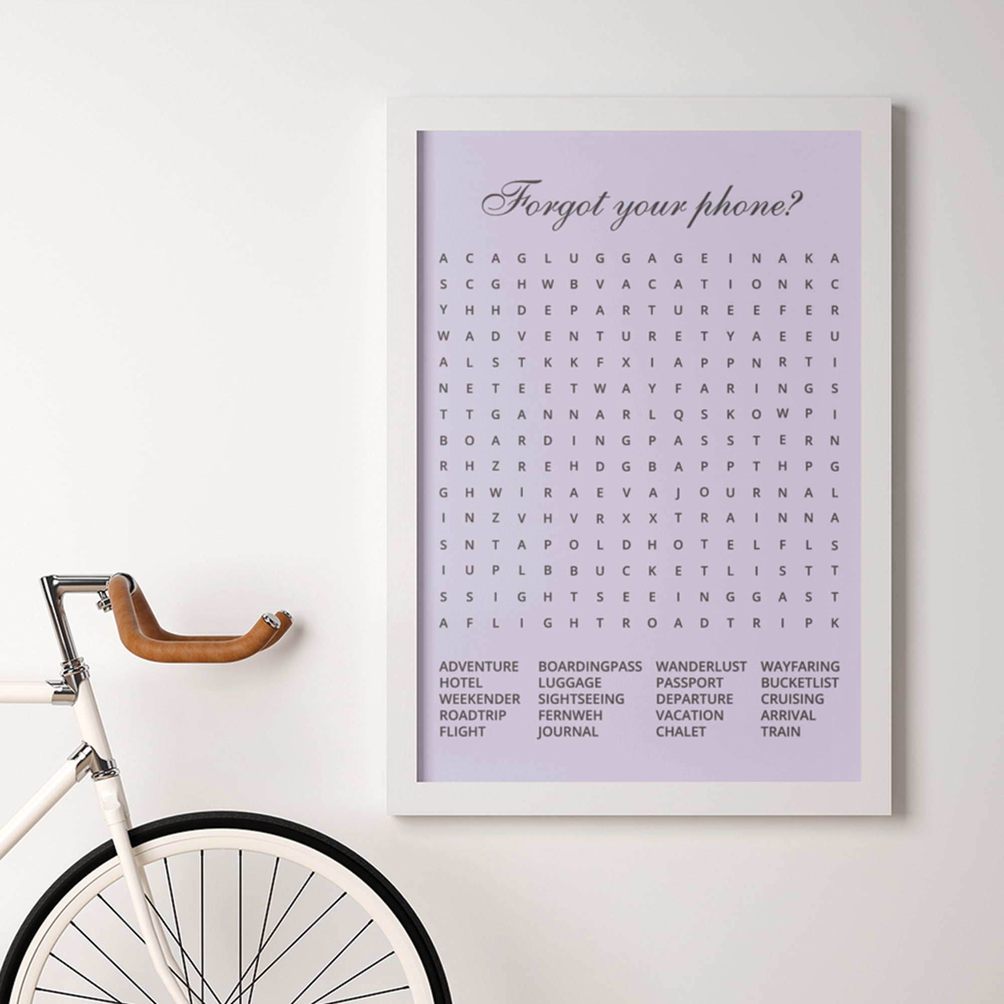 Travel Word Search - Cute Art For Bathroom Or Any Room