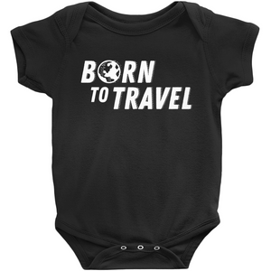 Born To Travel Baby Bodysuit - Cute Unisex New Baby Gift