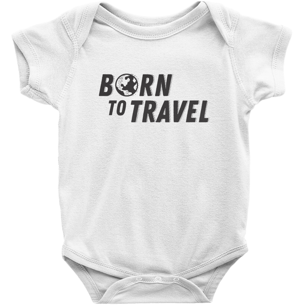 Born To Travel Baby Bodysuit - Cute Unisex New Baby Gift