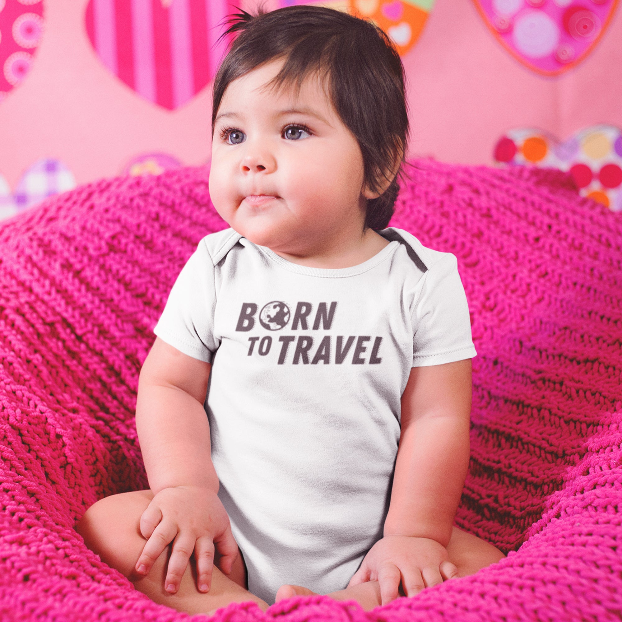 Born To Travel Baby Bodysuit - Cute Unisex New Baby Gift