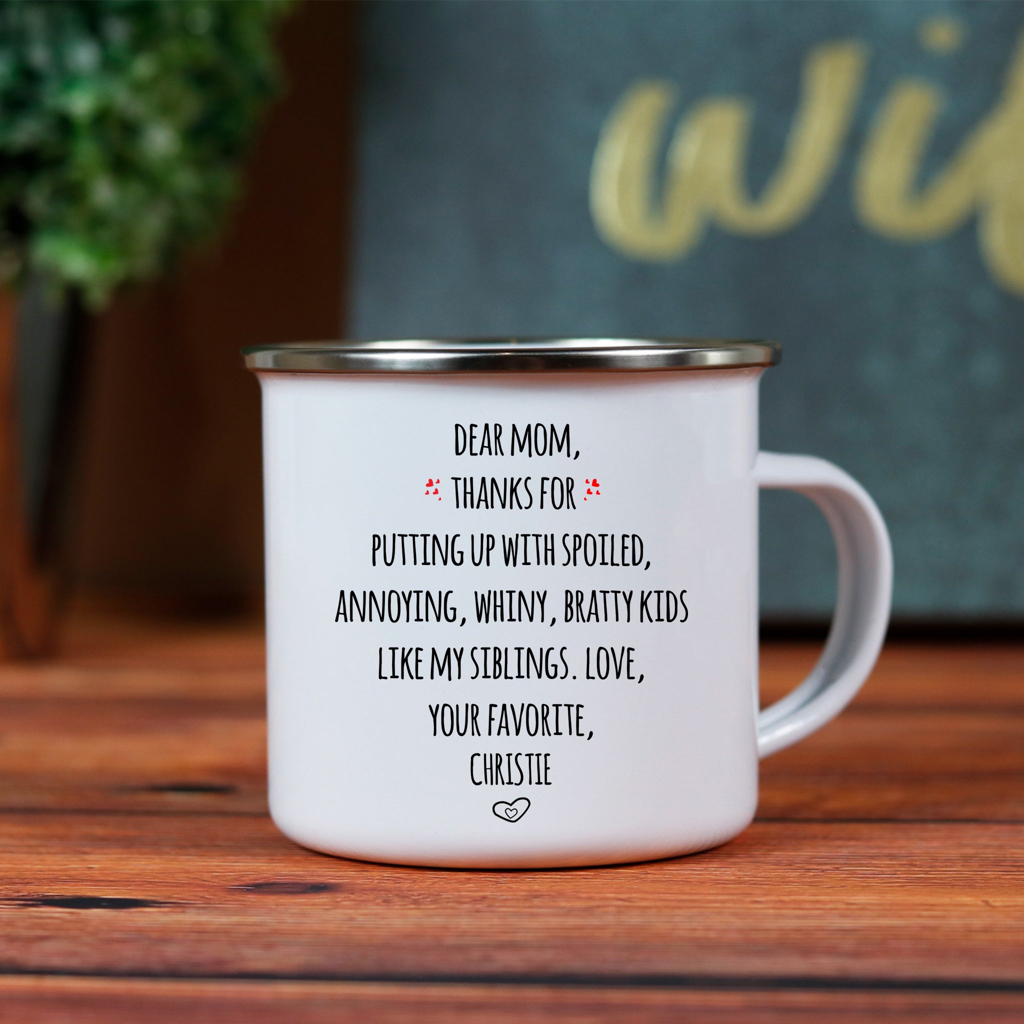 Dear Mom Enamel Camping Mug