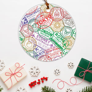 Passport Stamp Porcelain Ornament