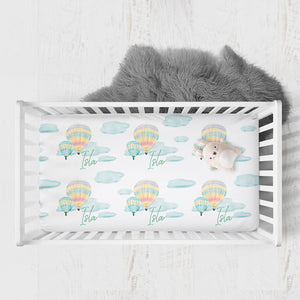 Personalized Hot Air Balloon Ride Crib Sheets