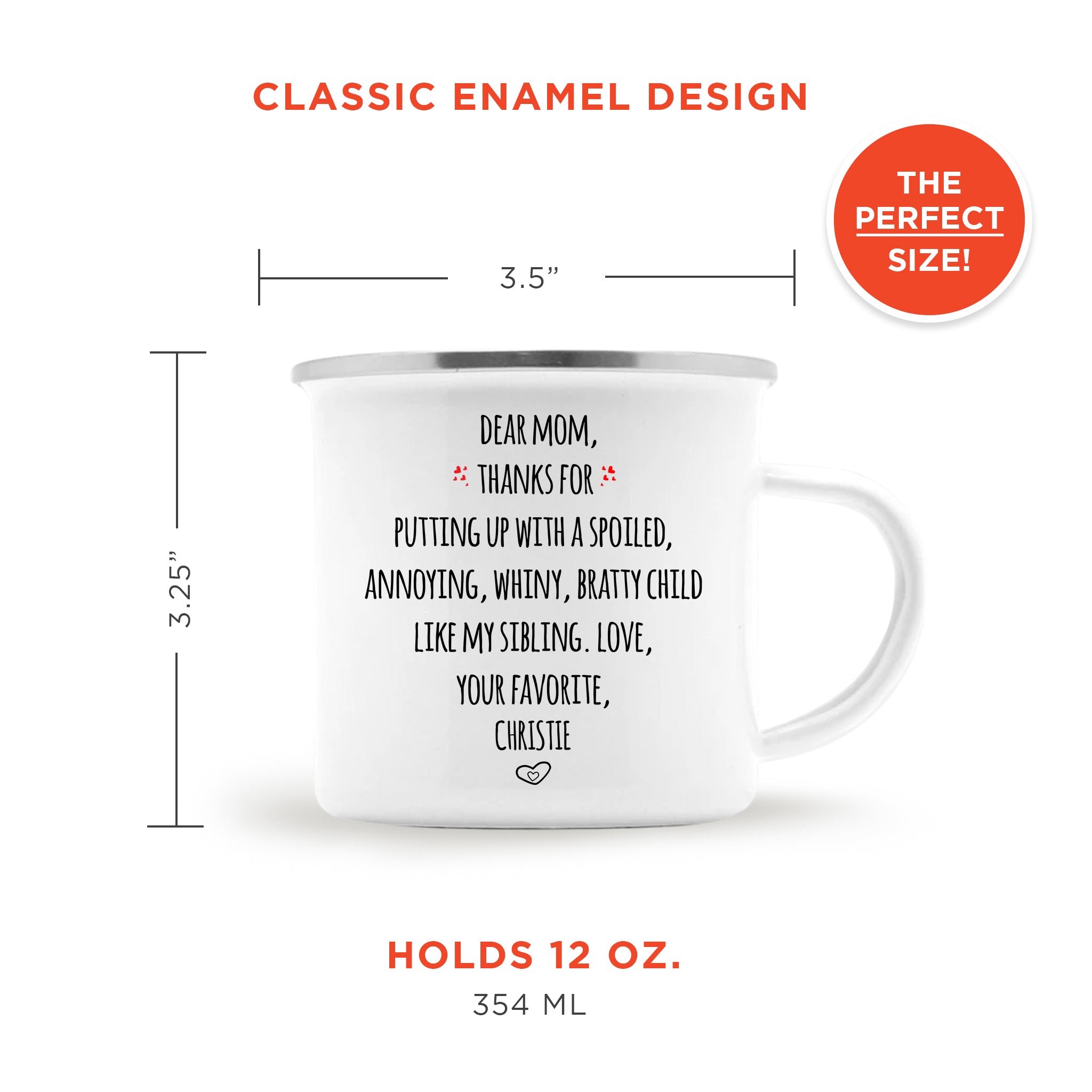 Dear Mom Enamel Camping Mug