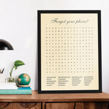 Travel Word Search - Cute Art For Bathroom Or Any Room