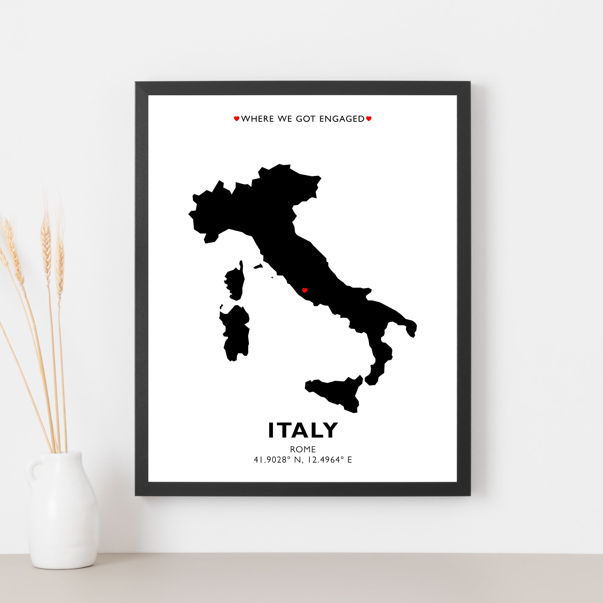 Custom Map Prints with Coordinates for Couples
