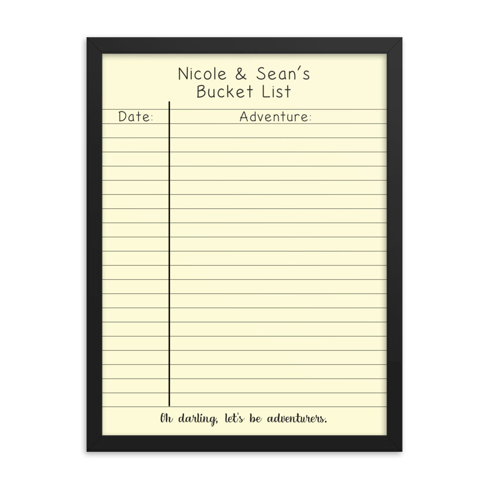 Custom Bucket List Framed Poster