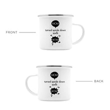 Mom Turned Upside Down Spells Wow Enamel Camping Mug