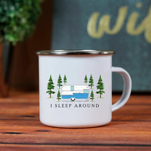I Sleep Around Enamel Camping Mug
