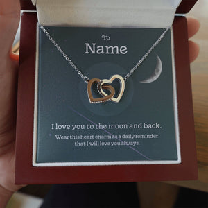 I Love You To The Moon And Back Double Heart Necklace