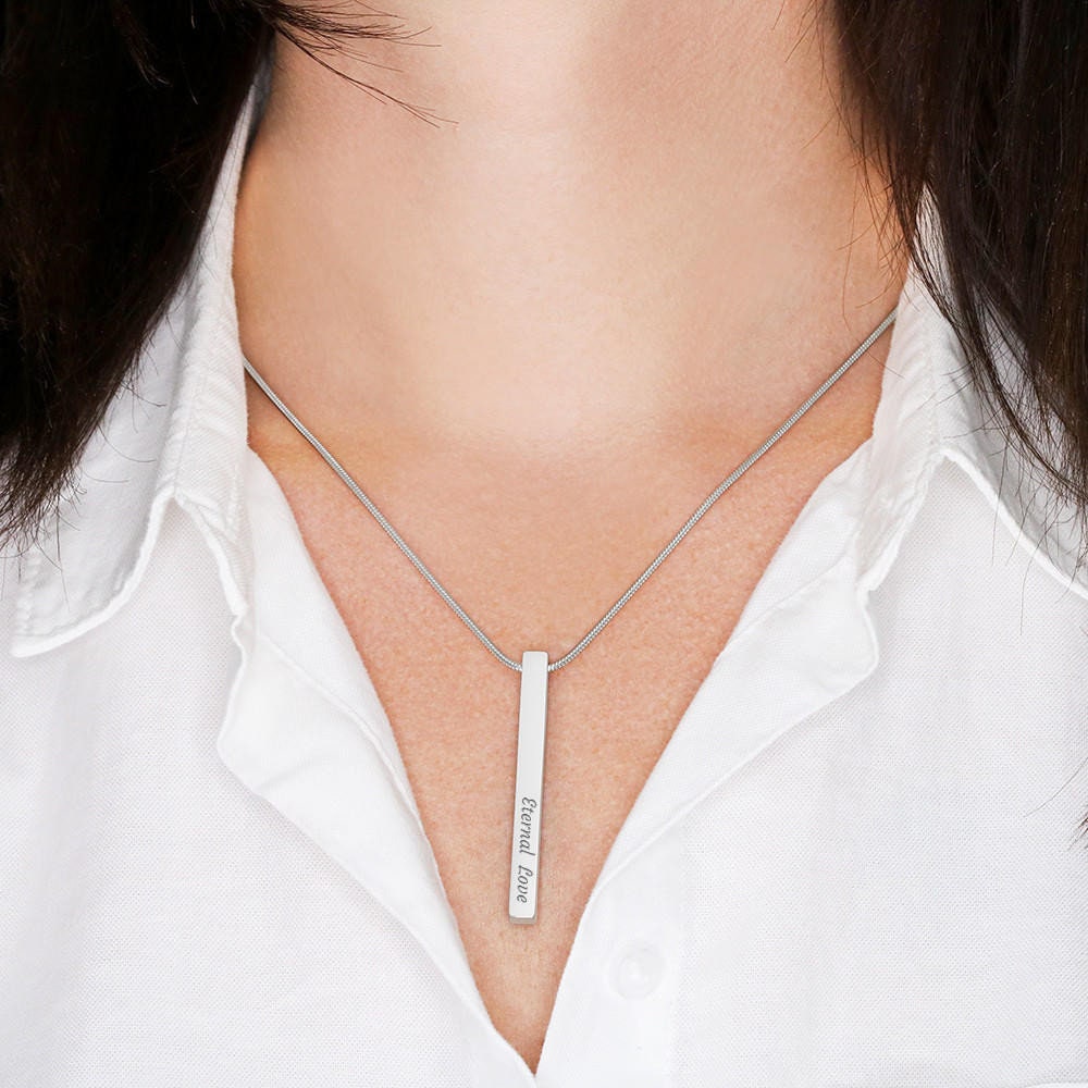 Personalized Name & Location Coordinates Bar Necklace