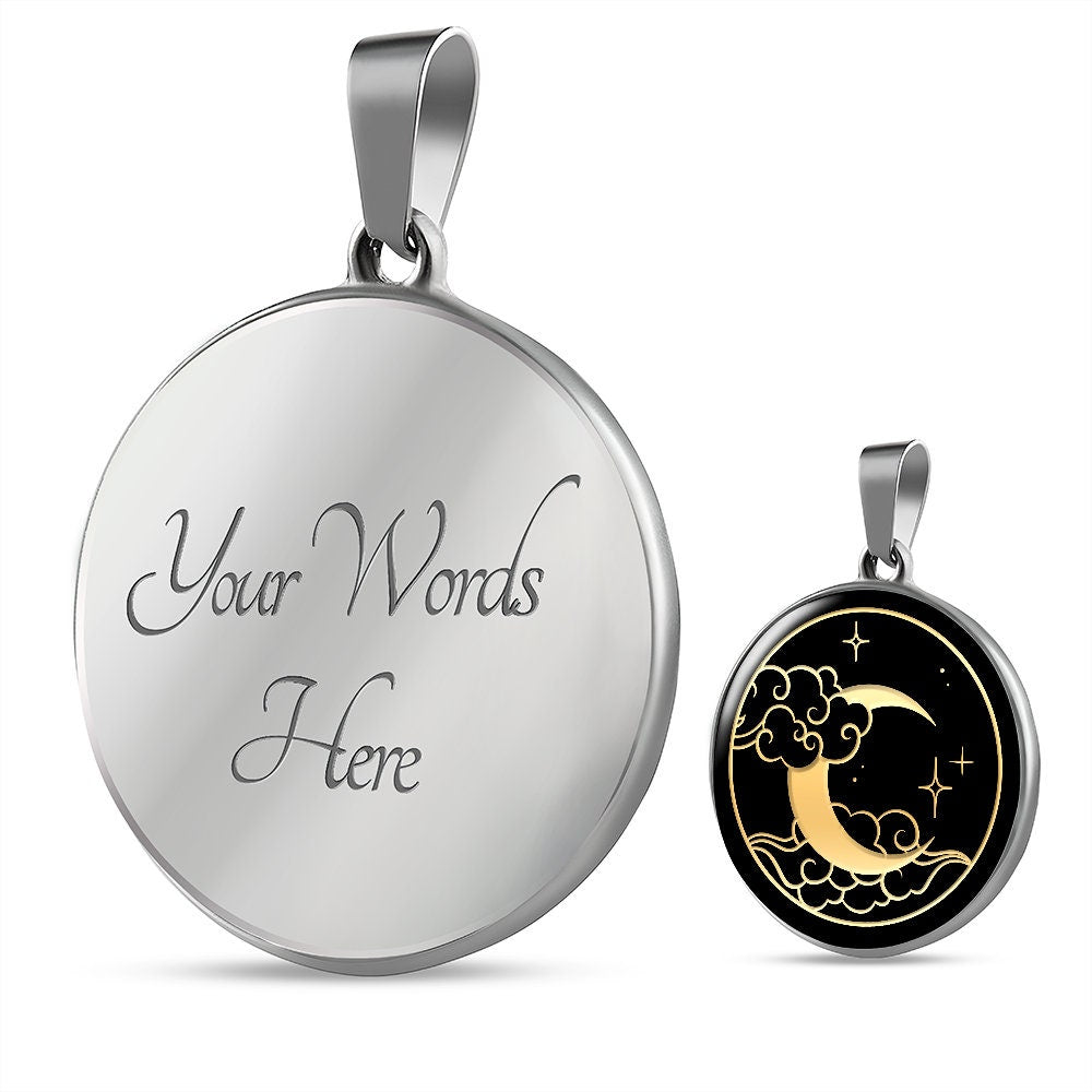 Gold Silver Crescent Moon Personized Necklace