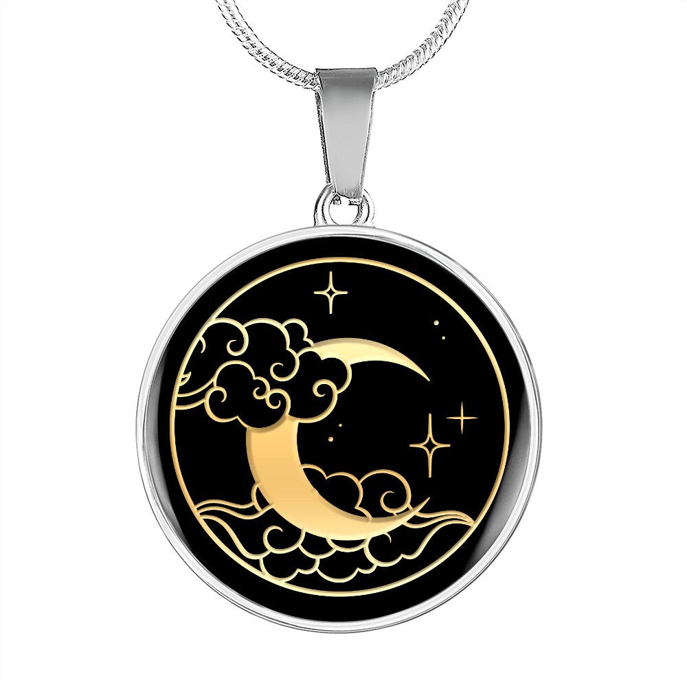 Gold Silver Crescent Moon Personized Necklace