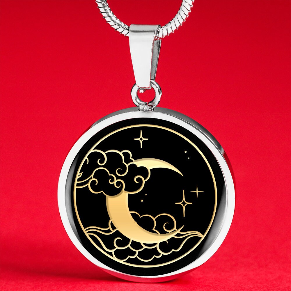 Gold Silver Crescent Moon Personized Necklace