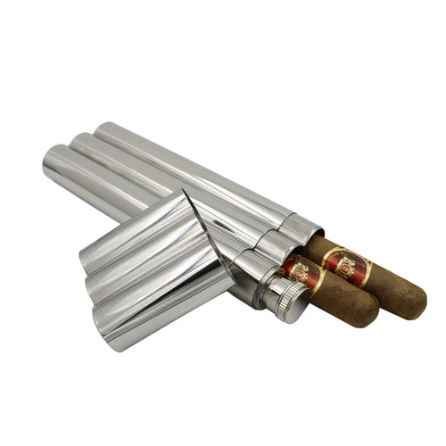 The 'Gotcha Covered' Stainless Steel Cigar & Flask Travel Kit