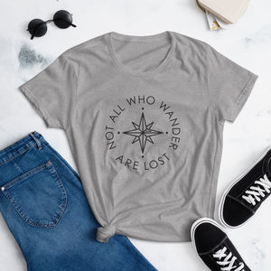 The 'Not All Who Wander Are Lost' Women's T-Shirt - Cool Compass Version