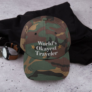 World's Okayest Traveler - Funny Embroidered Ball Cap