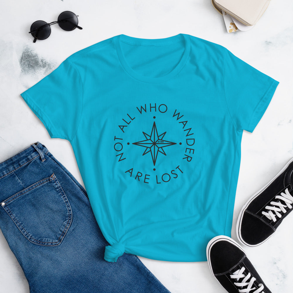 The 'Not All Who Wander Are Lost' Women's T-Shirt - Cool Compass Version