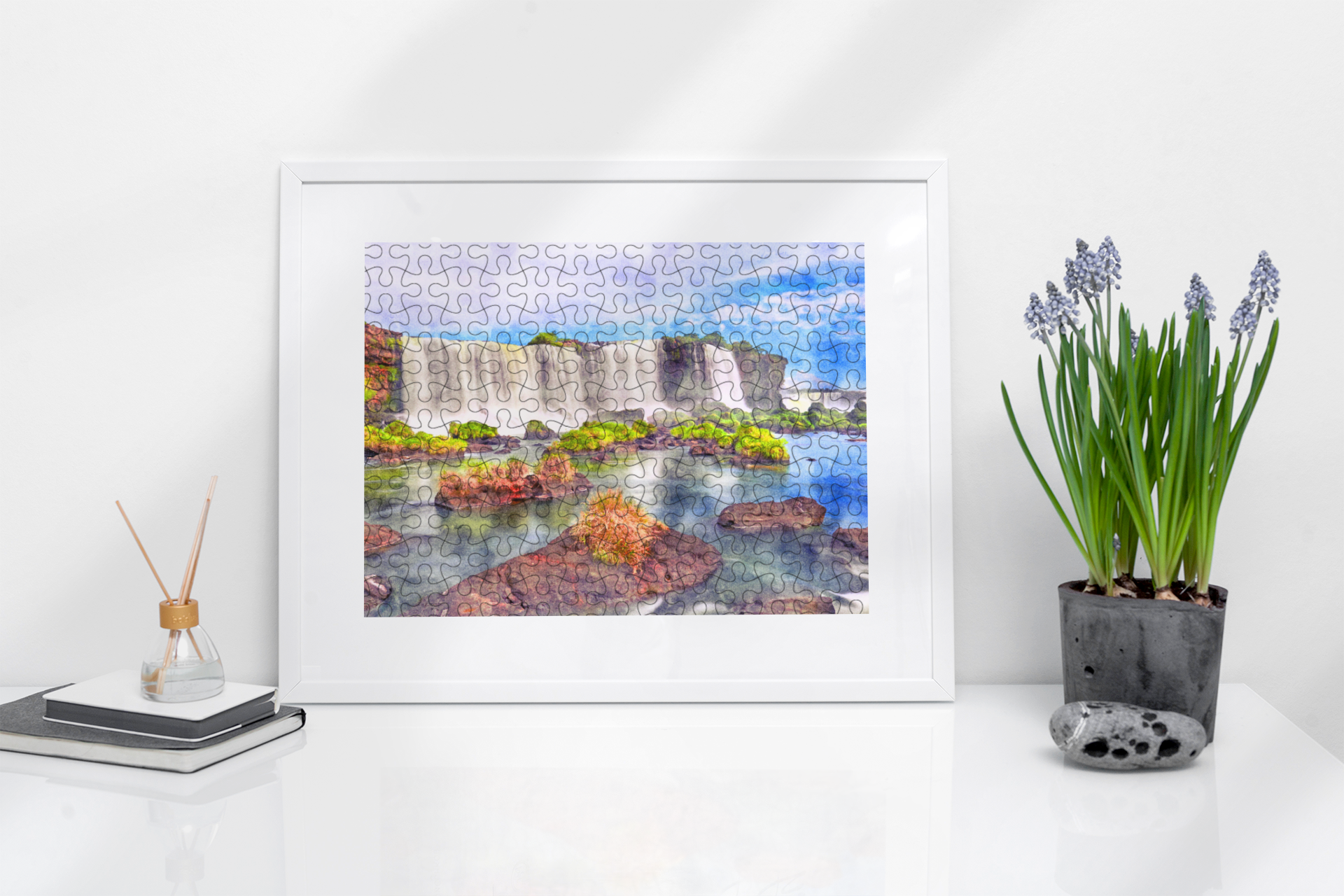 Unique Jigsaw Puzzle - Iguazu Falls Argentina Watercolor Puzzle