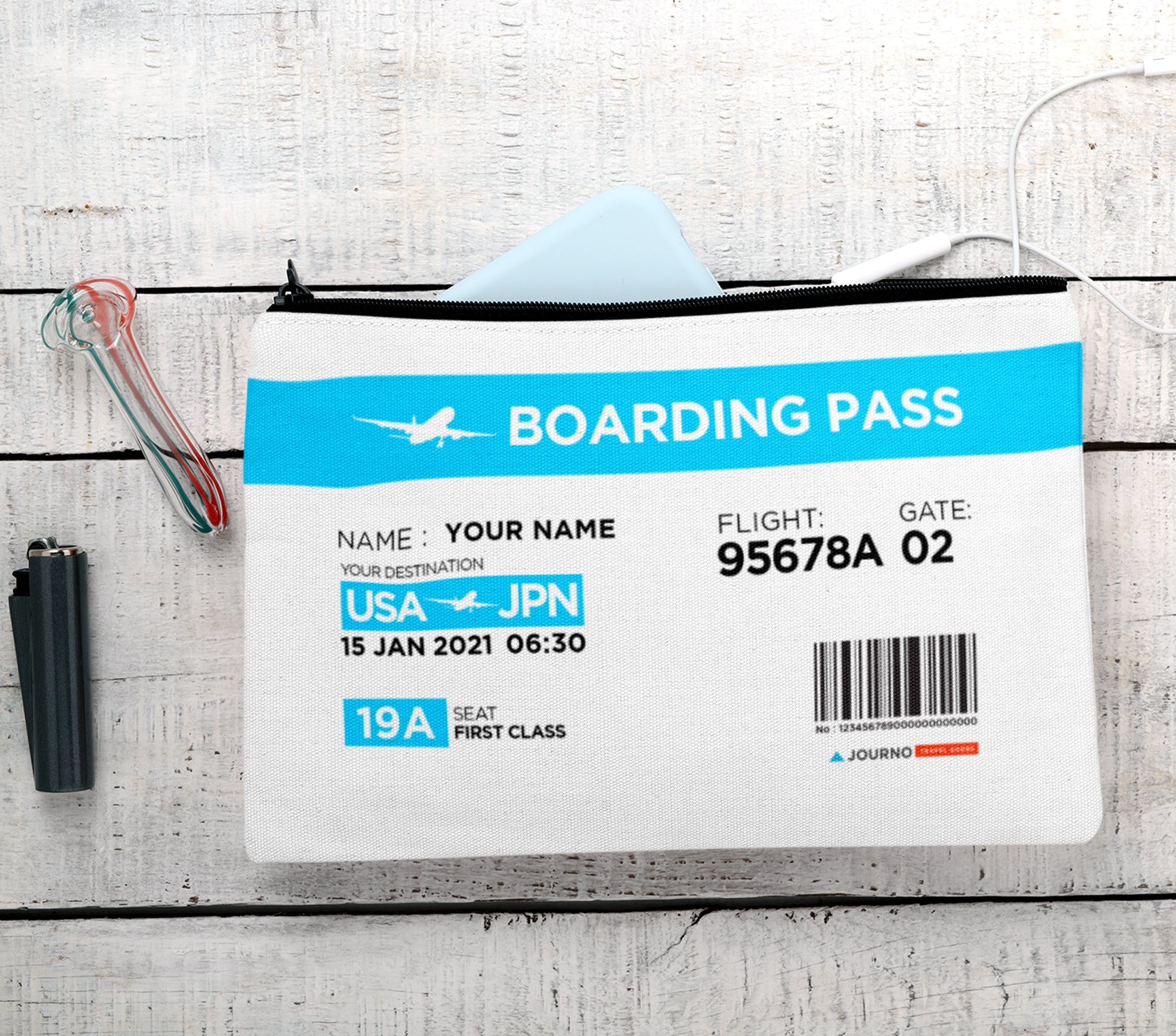 Boarding Pass Personalized Accessory Pouch