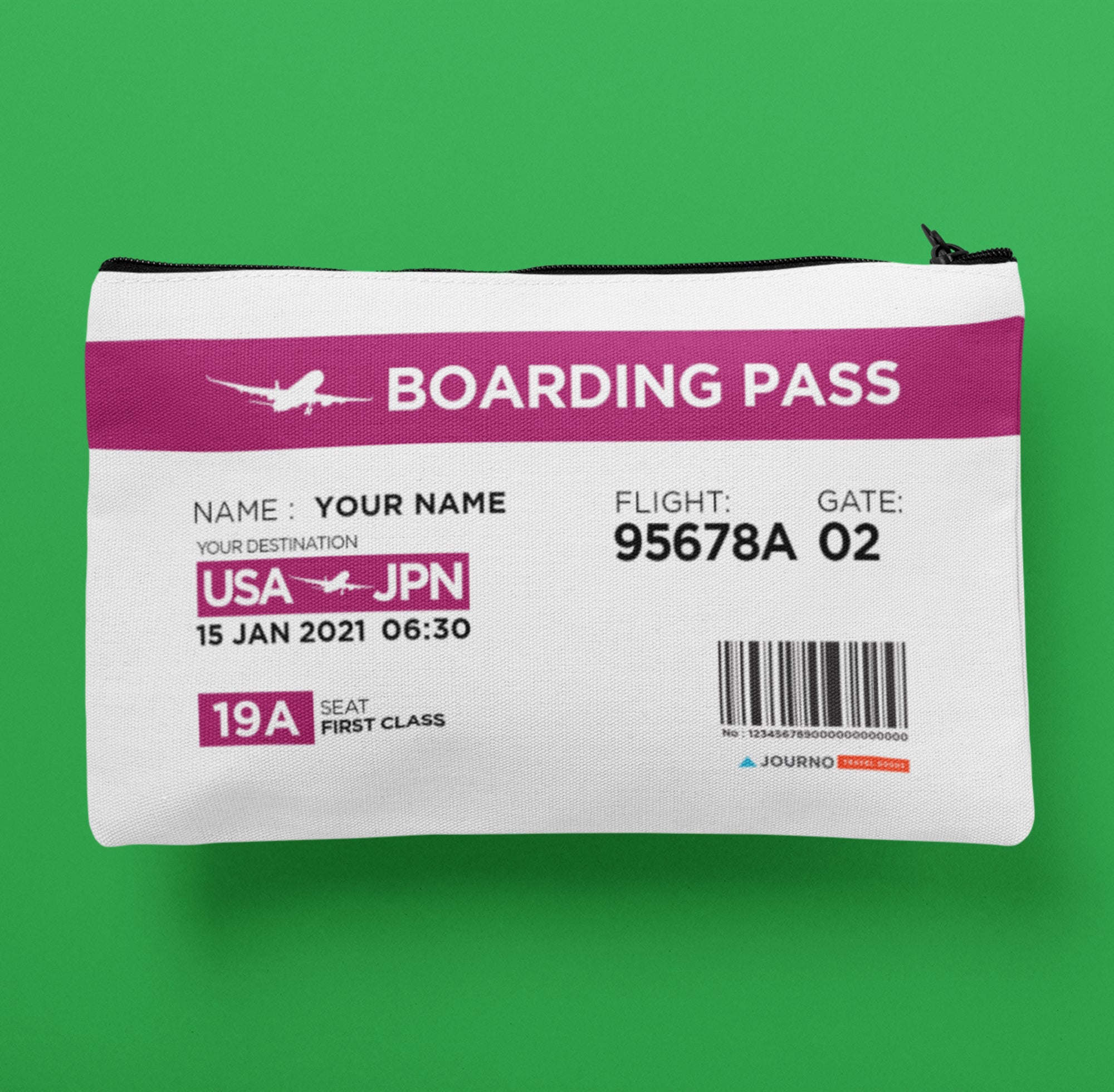Boarding Pass Personalized Accessory Pouch