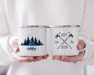 Personalized Hubby & Wifey Camp Mug Set of Two