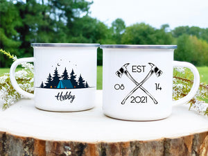 Personalized Hubby & Wifey Camp Mug Set of Two
