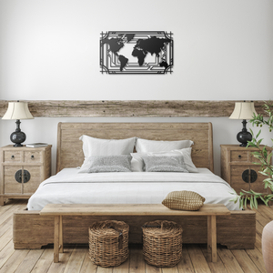 Metal World Map Sign