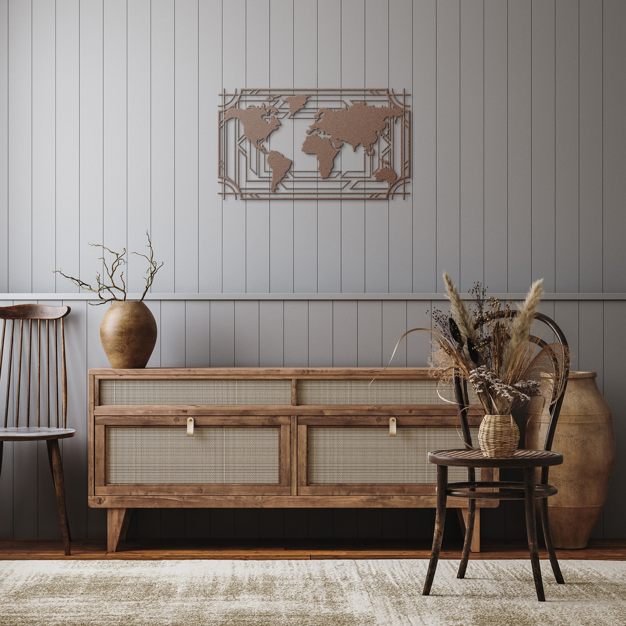 Metal World Map Sign