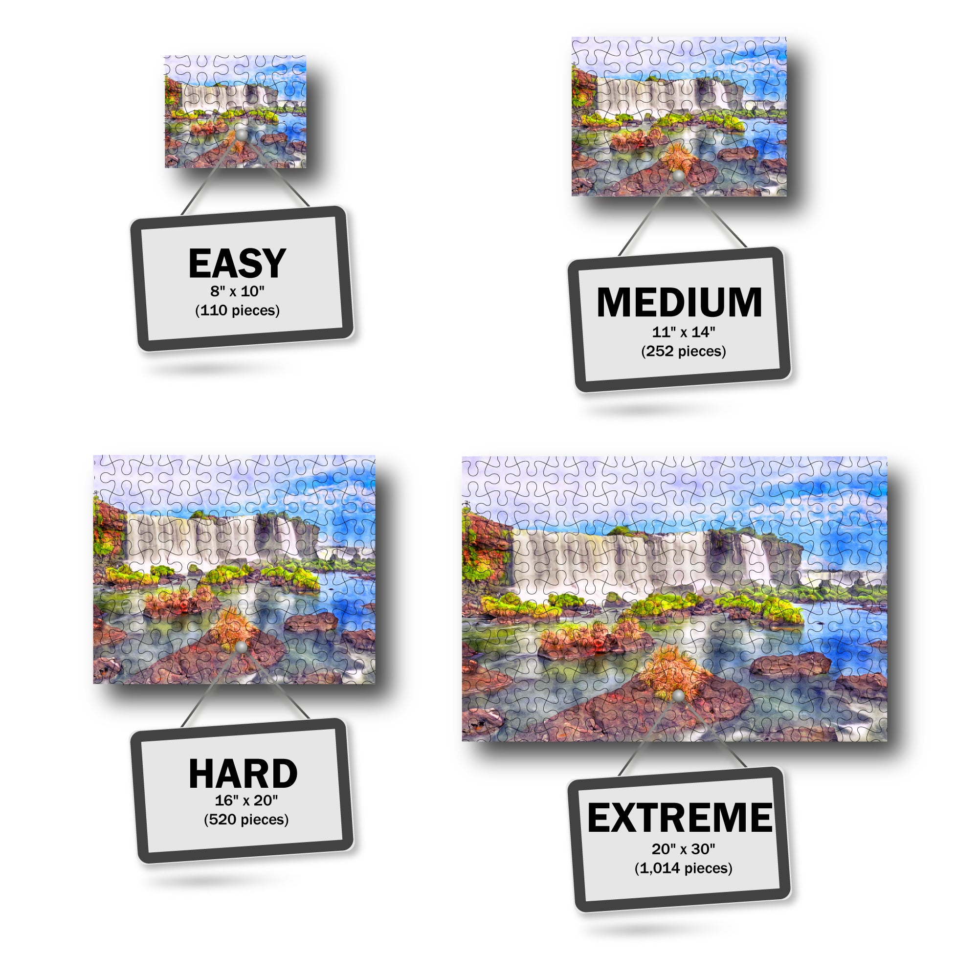 Unique Jigsaw Puzzle - Iguazu Falls Argentina Watercolor Puzzle