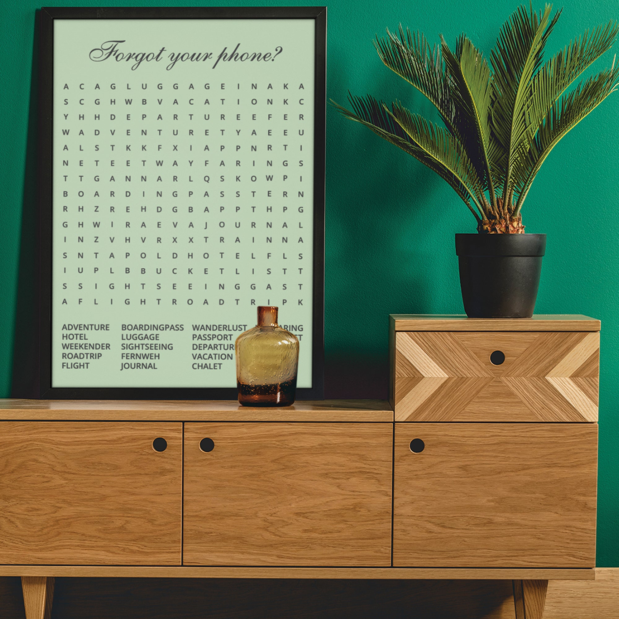 Travel Word Search - Cute Art For Bathroom Or Any Room