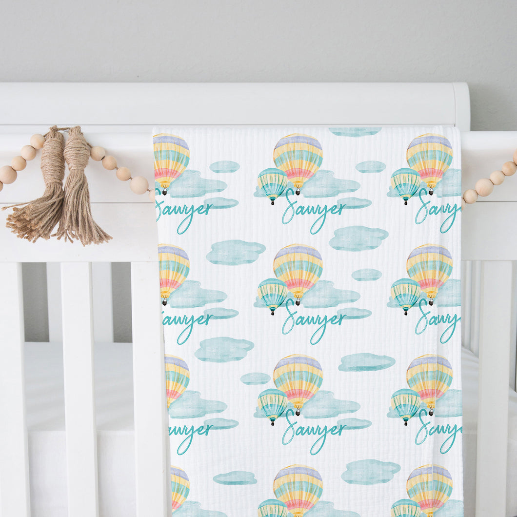 Personalized Hot Air Balloon Ride Swaddle Blanket