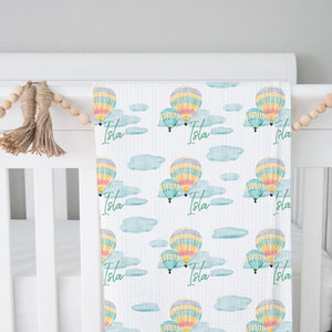 Personalized Hot Air Balloon Ride Swaddle Blanket