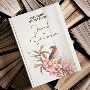 Asian Botanical Art Personalized Hardcover Wedding Book