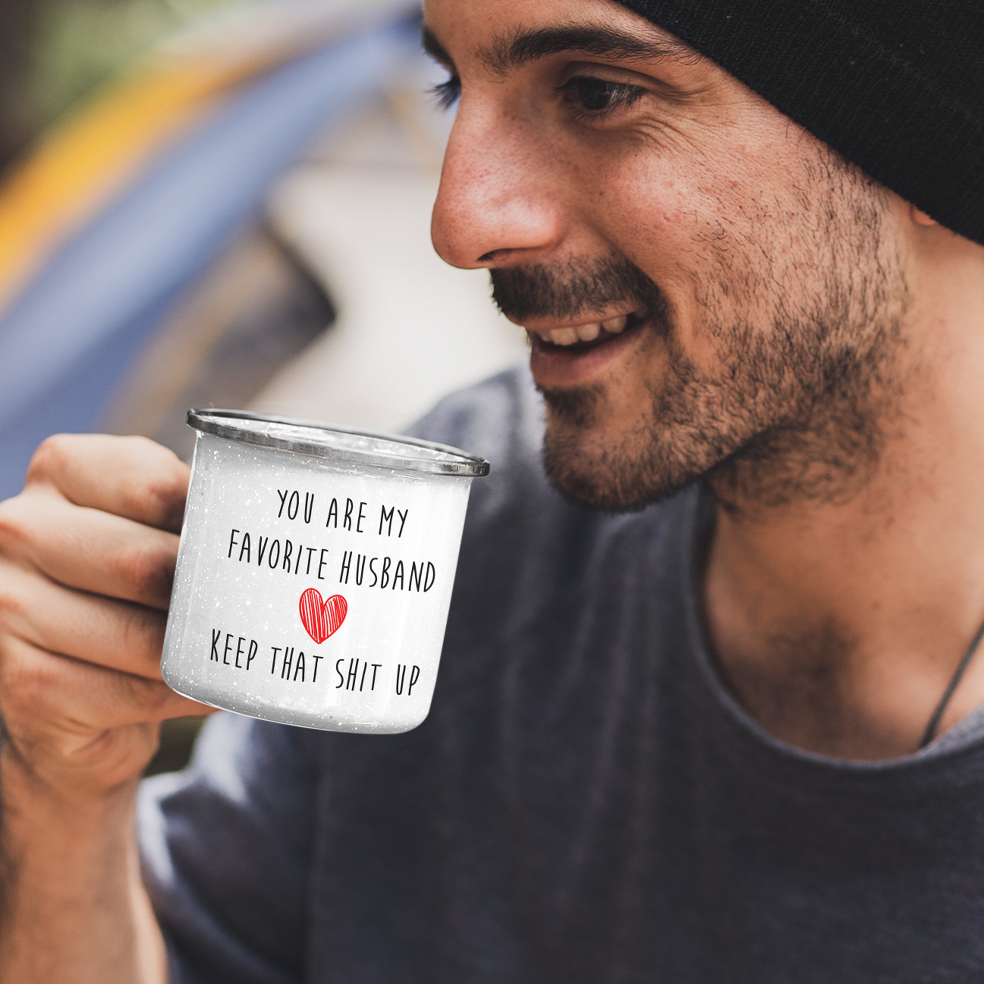 Cheeky 'My Favorite Husband' Camping Mug